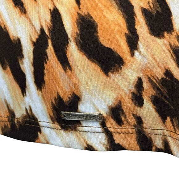 Calvin Klein Medium Top Leopard Print Sleeveless V-Neck Stretch Pullover Multi - Picture 6 of 9
